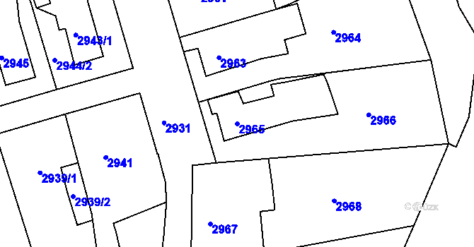 Parcela st. 2965 v KÚ Bruntál-město, Katastrální mapa