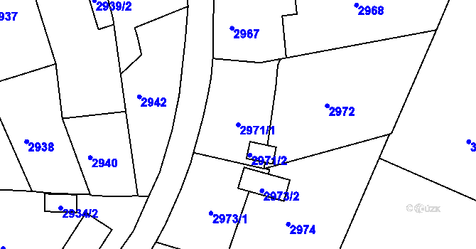 Parcela st. 2971/1 v KÚ Bruntál-město, Katastrální mapa