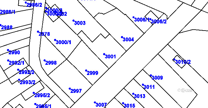Parcela st. 3001 v KÚ Bruntál-město, Katastrální mapa