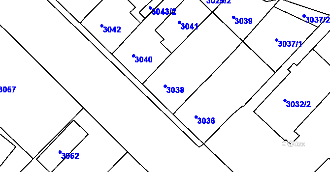 Parcela st. 3038 v KÚ Bruntál-město, Katastrální mapa