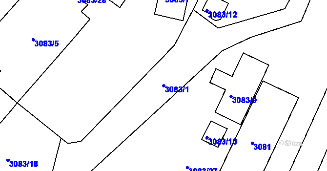 Parcela st. 3083/1 v KÚ Bruntál-město, Katastrální mapa