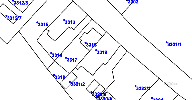 Parcela st. 3319 v KÚ Bruntál-město, Katastrální mapa