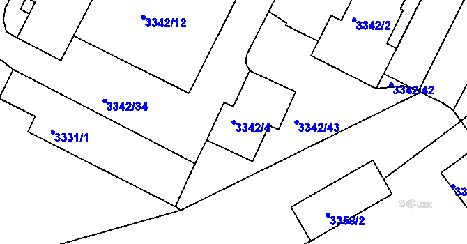 Parcela st. 3342/4 v KÚ Bruntál-město, Katastrální mapa
