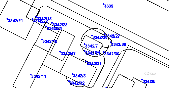 Parcela st. 3342/7 v KÚ Bruntál-město, Katastrální mapa