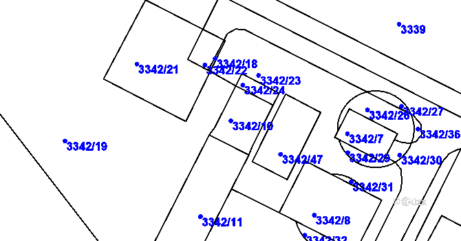 Parcela st. 3342/10 v KÚ Bruntál-město, Katastrální mapa