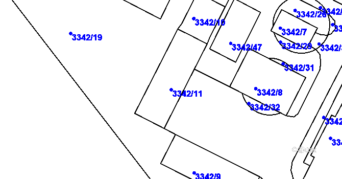 Parcela st. 3342/11 v KÚ Bruntál-město, Katastrální mapa