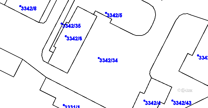 Parcela st. 3342/12 v KÚ Bruntál-město, Katastrální mapa