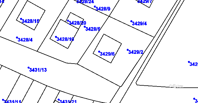 Parcela st. 3429/6 v KÚ Bruntál-město, Katastrální mapa