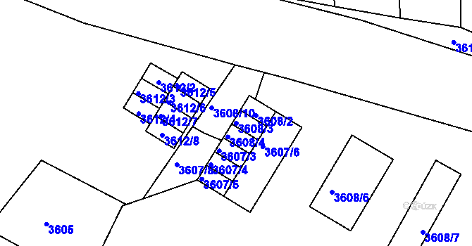Parcela st. 3608/3 v KÚ Bruntál-město, Katastrální mapa