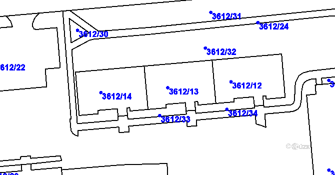 Parcela st. 3612/13 v KÚ Bruntál-město, Katastrální mapa