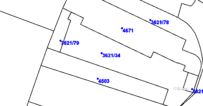 Parcela st. 3621/34 v KÚ Bruntál-město, Katastrální mapa