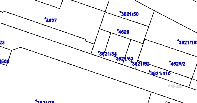 Parcela st. 3621/54 v KÚ Bruntál-město, Katastrální mapa