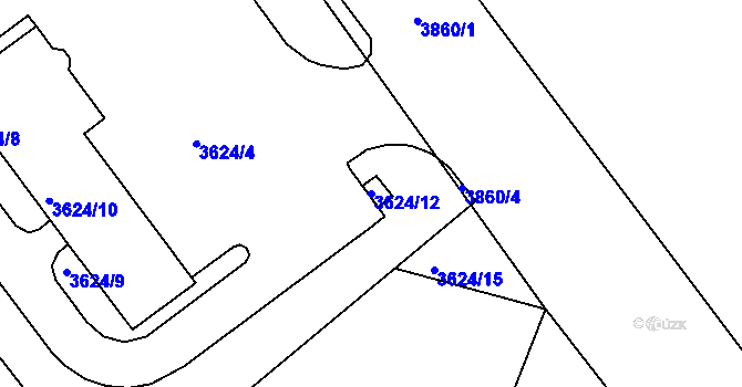 Parcela st. 3624/12 v KÚ Bruntál-město, Katastrální mapa