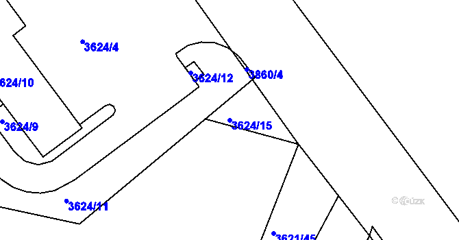 Parcela st. 3624/15 v KÚ Bruntál-město, Katastrální mapa