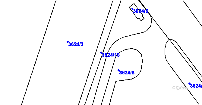 Parcela st. 3624/18 v KÚ Bruntál-město, Katastrální mapa