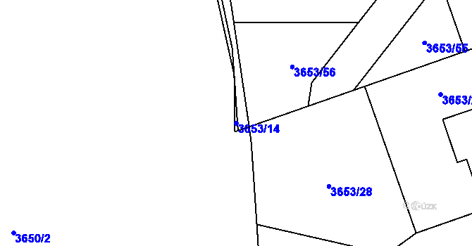 Parcela st. 3653/14 v KÚ Bruntál-město, Katastrální mapa