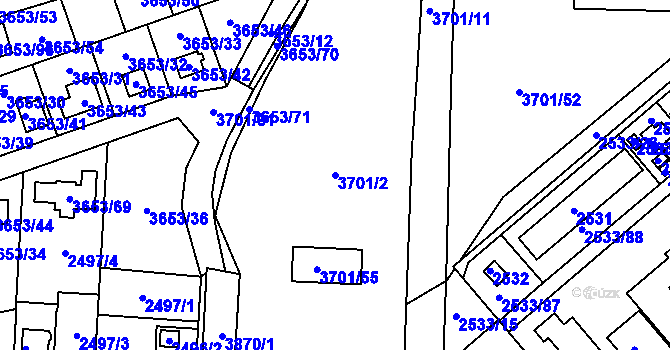 Parcela st. 3701/2 v KÚ Bruntál-město, Katastrální mapa