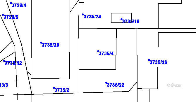 Parcela st. 3735/4 v KÚ Bruntál-město, Katastrální mapa