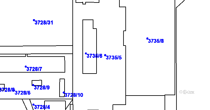 Parcela st. 3735/5 v KÚ Bruntál-město, Katastrální mapa