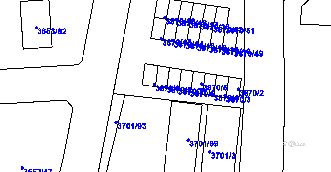 Parcela st. 3870/8 v KÚ Bruntál-město, Katastrální mapa