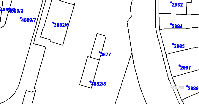 Parcela st. 3877 v KÚ Bruntál-město, Katastrální mapa