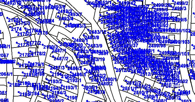 Parcela st. 3887 v KÚ Bruntál-město, Katastrální mapa