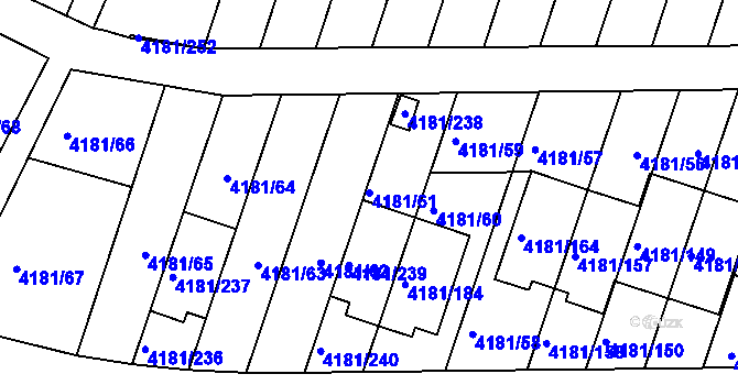 Parcela st. 4181/61 v KÚ Bruntál-město, Katastrální mapa