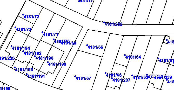 Parcela st. 4181/66 v KÚ Bruntál-město, Katastrální mapa