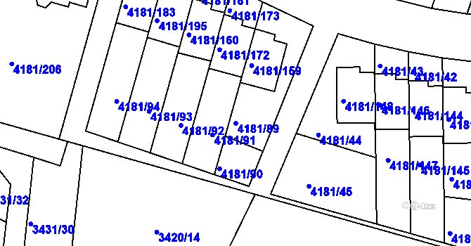 Parcela st. 4181/89 v KÚ Bruntál-město, Katastrální mapa