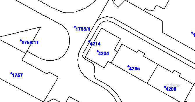 Parcela st. 4204 v KÚ Bruntál-město, Katastrální mapa