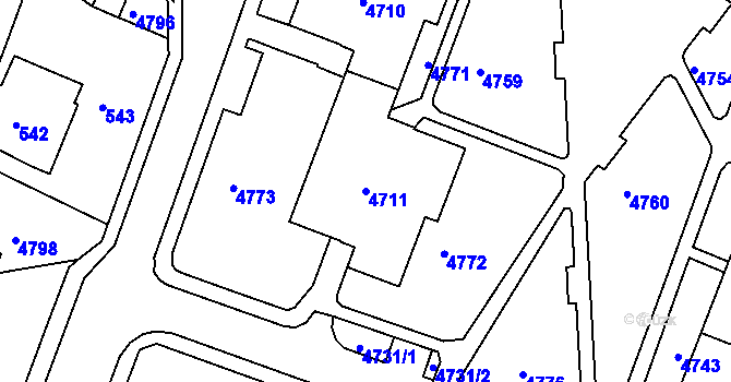 Parcela st. 4711 v KÚ Bruntál-město, Katastrální mapa