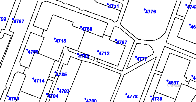 Parcela st. 4712 v KÚ Bruntál-město, Katastrální mapa