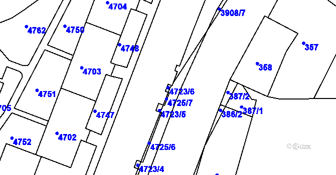 Parcela st. 4723/6 v KÚ Bruntál-město, Katastrální mapa