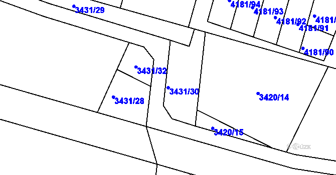 Parcela st. 3431/30 v KÚ Bruntál-město, Katastrální mapa