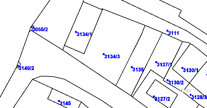 Parcela st. 3134/3 v KÚ Bruntál-město, Katastrální mapa
