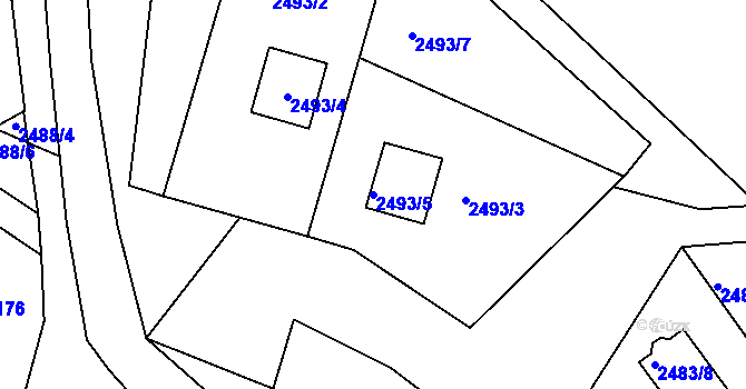 Parcela st. 2493/5 v KÚ Bruntál-město, Katastrální mapa
