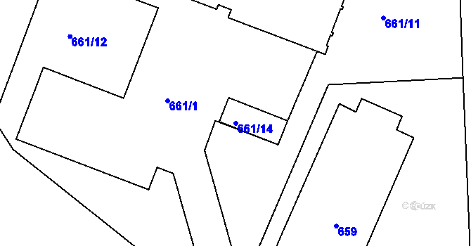 Parcela st. 661/14 v KÚ Bruntál-město, Katastrální mapa