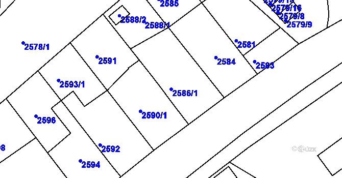 Parcela st. 2586/1 v KÚ Bruntál-město, Katastrální mapa