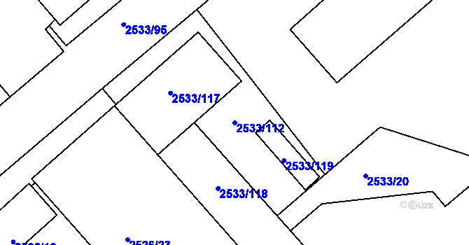 Parcela st. 2533/112 v KÚ Bruntál-město, Katastrální mapa