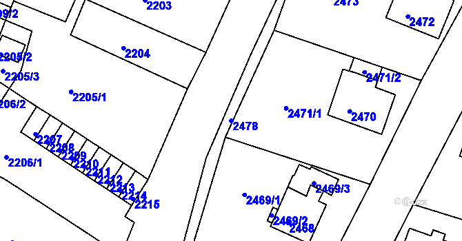 Parcela st. 2478 v KÚ Bruntál-město, Katastrální mapa