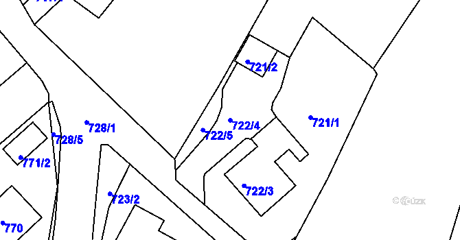 Parcela st. 722/4 v KÚ Bruntál-město, Katastrální mapa