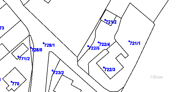 Parcela st. 722/5 v KÚ Bruntál-město, Katastrální mapa