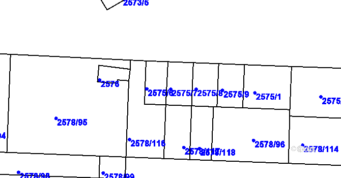 Parcela st. 2575/7 v KÚ Bruntál-město, Katastrální mapa