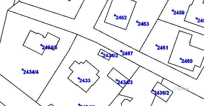 Parcela st. 2434/2 v KÚ Bruntál-město, Katastrální mapa