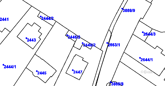 Parcela st. 2448/2 v KÚ Bruntál-město, Katastrální mapa