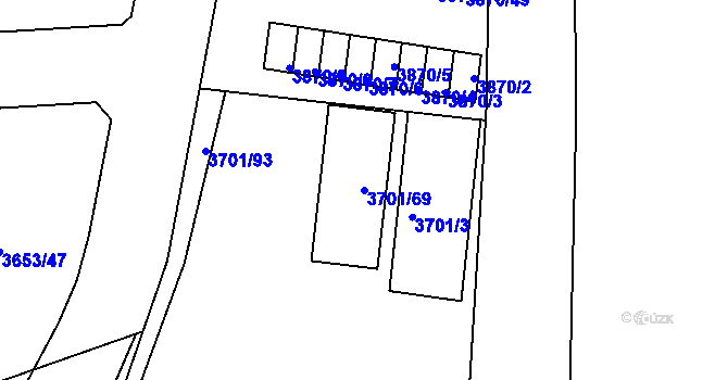 Parcela st. 3701/69 v KÚ Bruntál-město, Katastrální mapa