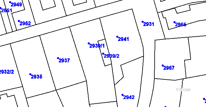Parcela st. 2939/2 v KÚ Bruntál-město, Katastrální mapa