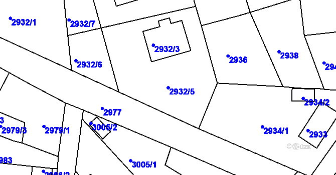 Parcela st. 2932/5 v KÚ Bruntál-město, Katastrální mapa
