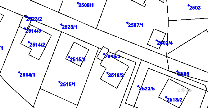 Parcela st. 2516/3 v KÚ Bruntál-město, Katastrální mapa