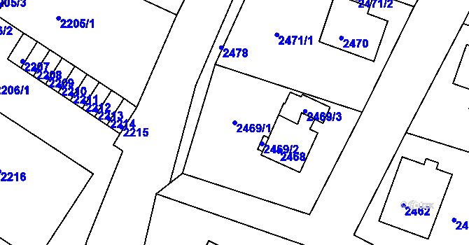 Parcela st. 2469/1 v KÚ Bruntál-město, Katastrální mapa